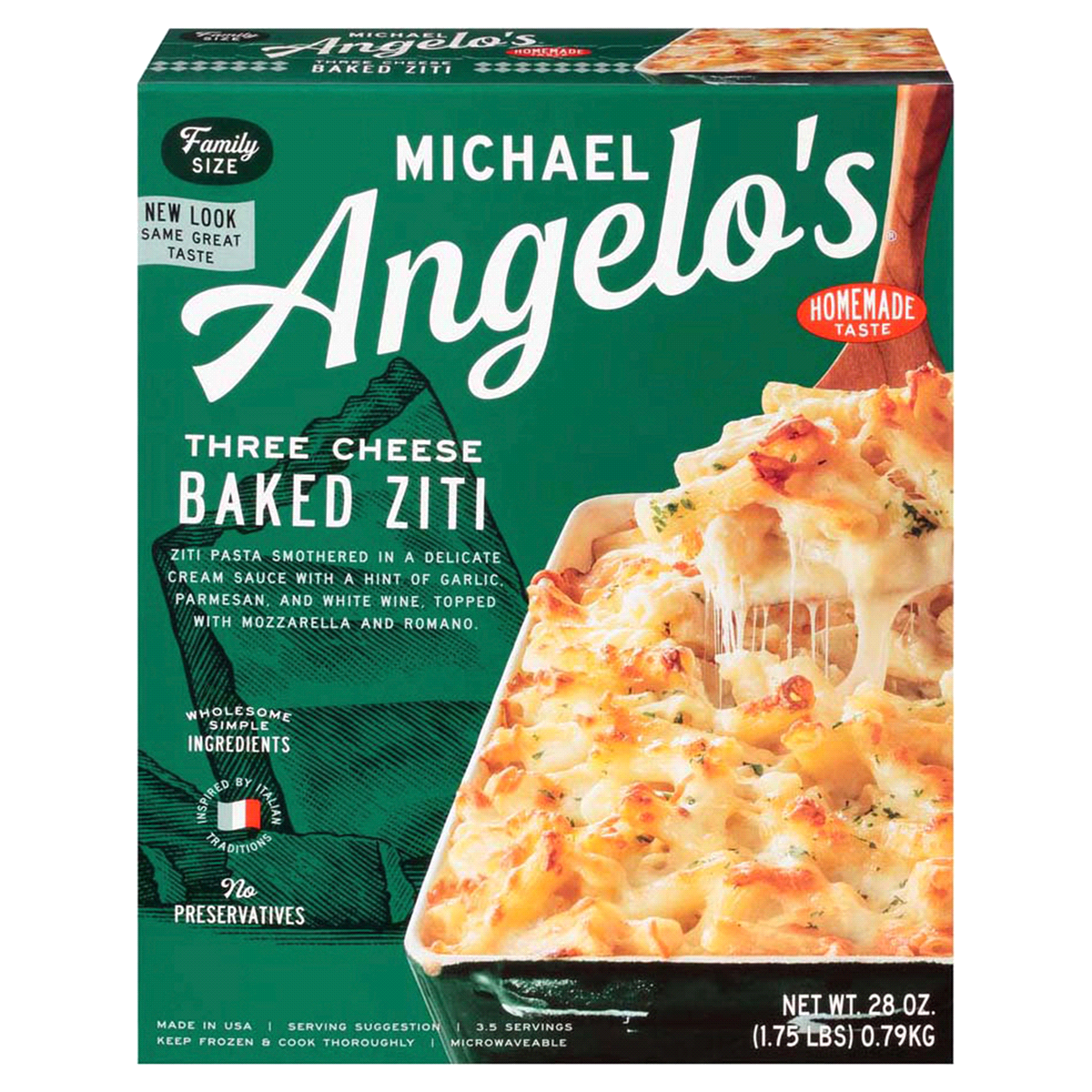 slide 1 of 1, Michael Angelo's Family Size Three Cheese Baked Ziti, 28 oz