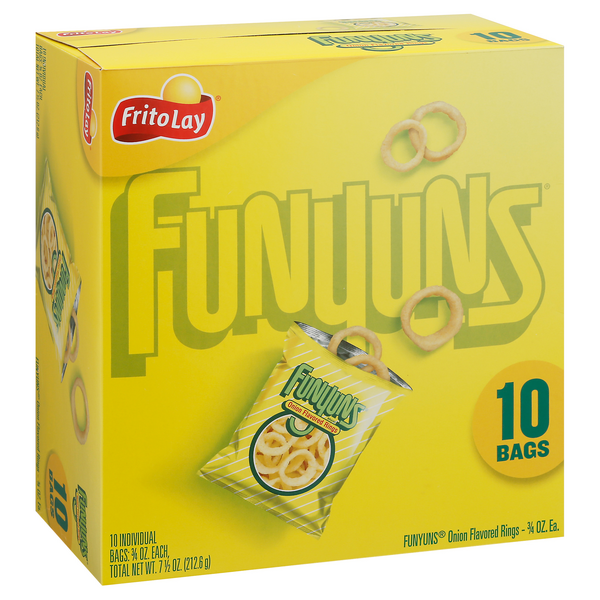 slide 1 of 1, Frito-Lay Funyuns Onion Flavored Rings, 10 ct; 0.75 oz