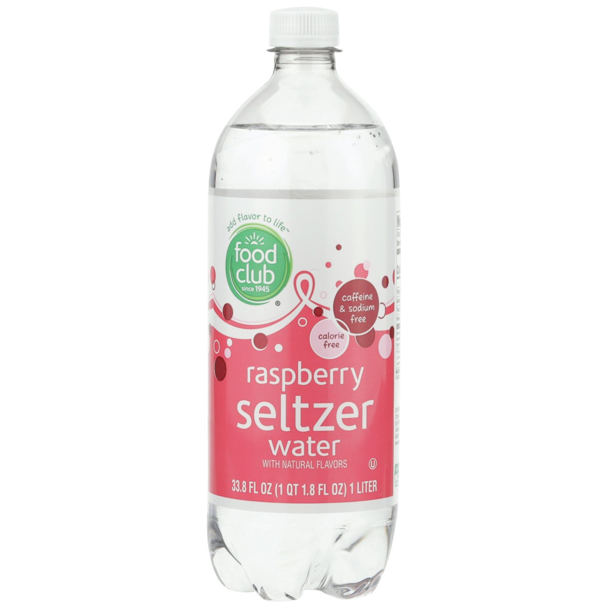 slide 3 of 9, Food Club Seltzer Raspberry - 1 liter, 1 liter