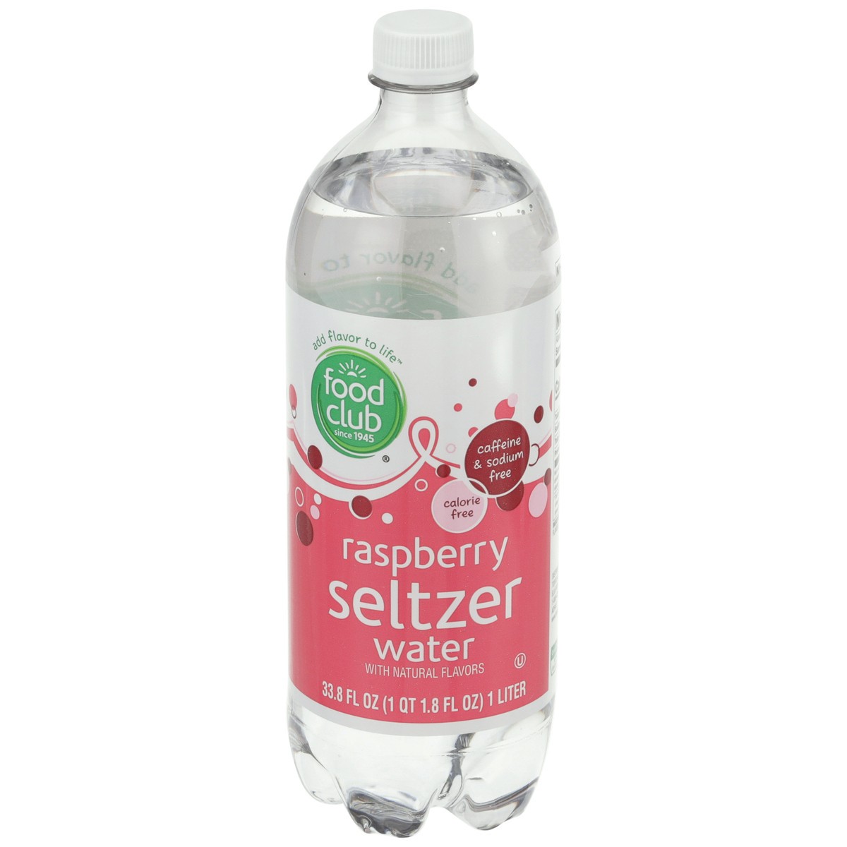 slide 1 of 9, Food Club Seltzer Raspberry - 1 liter, 1 liter