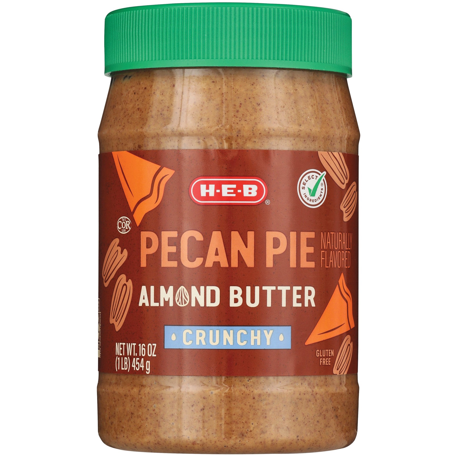 slide 1 of 1, H-E-B Crunchy Almond Butter - Pecan Pie, 16 oz
