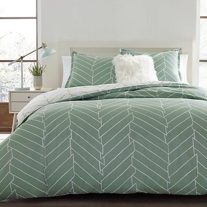 slide 1 of 3, City Scene Ceres Reversible King Duvet Cover Set - Green, 3 ct