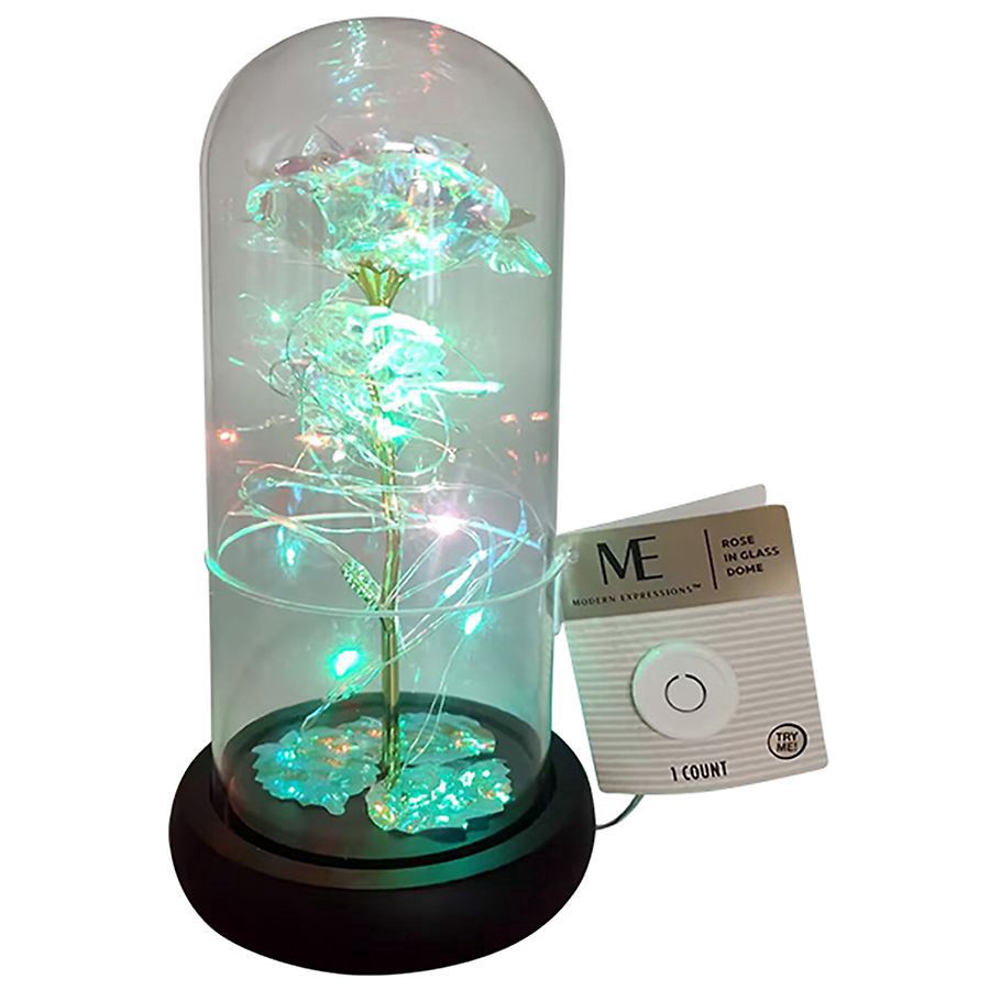 slide 1 of 1, Modern Expressions Glass Rose in Dome, 1 ct