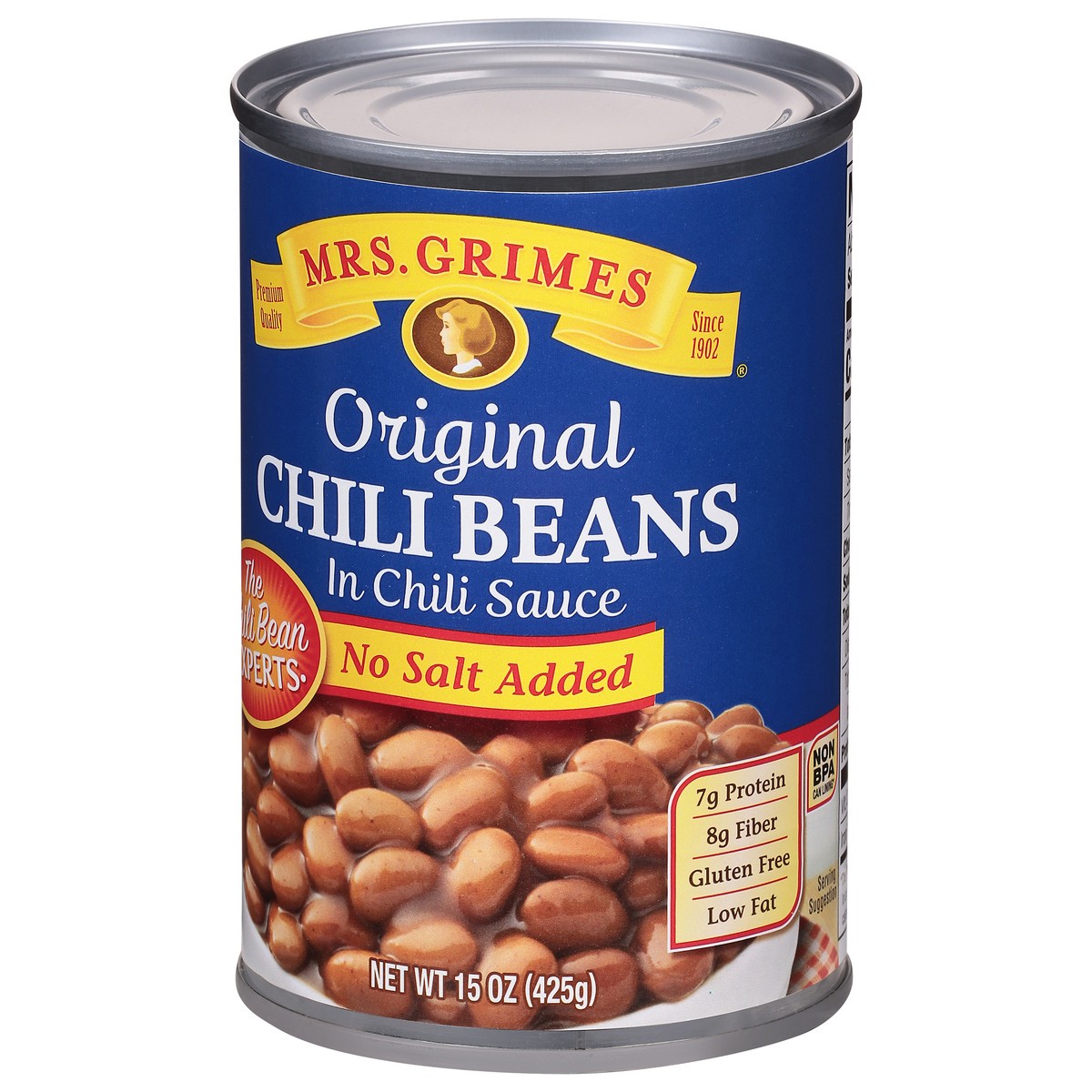 slide 9 of 9, Mrs Grimes No Salt Added Original Chili Beans in Chili Sauce 15 oz, 15 oz