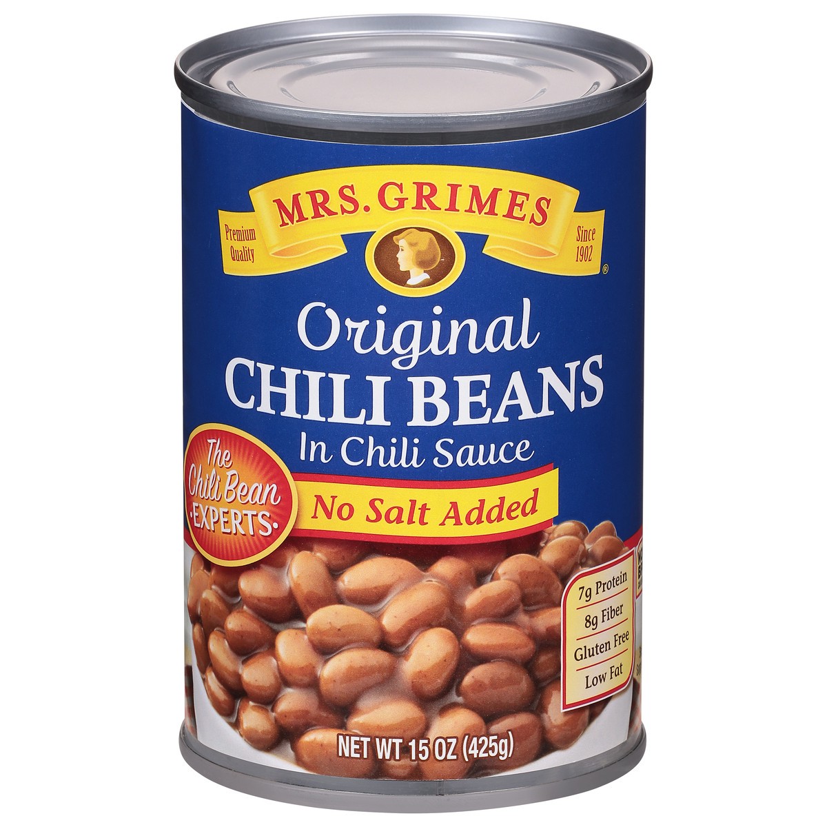 slide 1 of 9, Mrs Grimes No Salt Added Original Chili Beans in Chili Sauce 15 oz, 15 oz