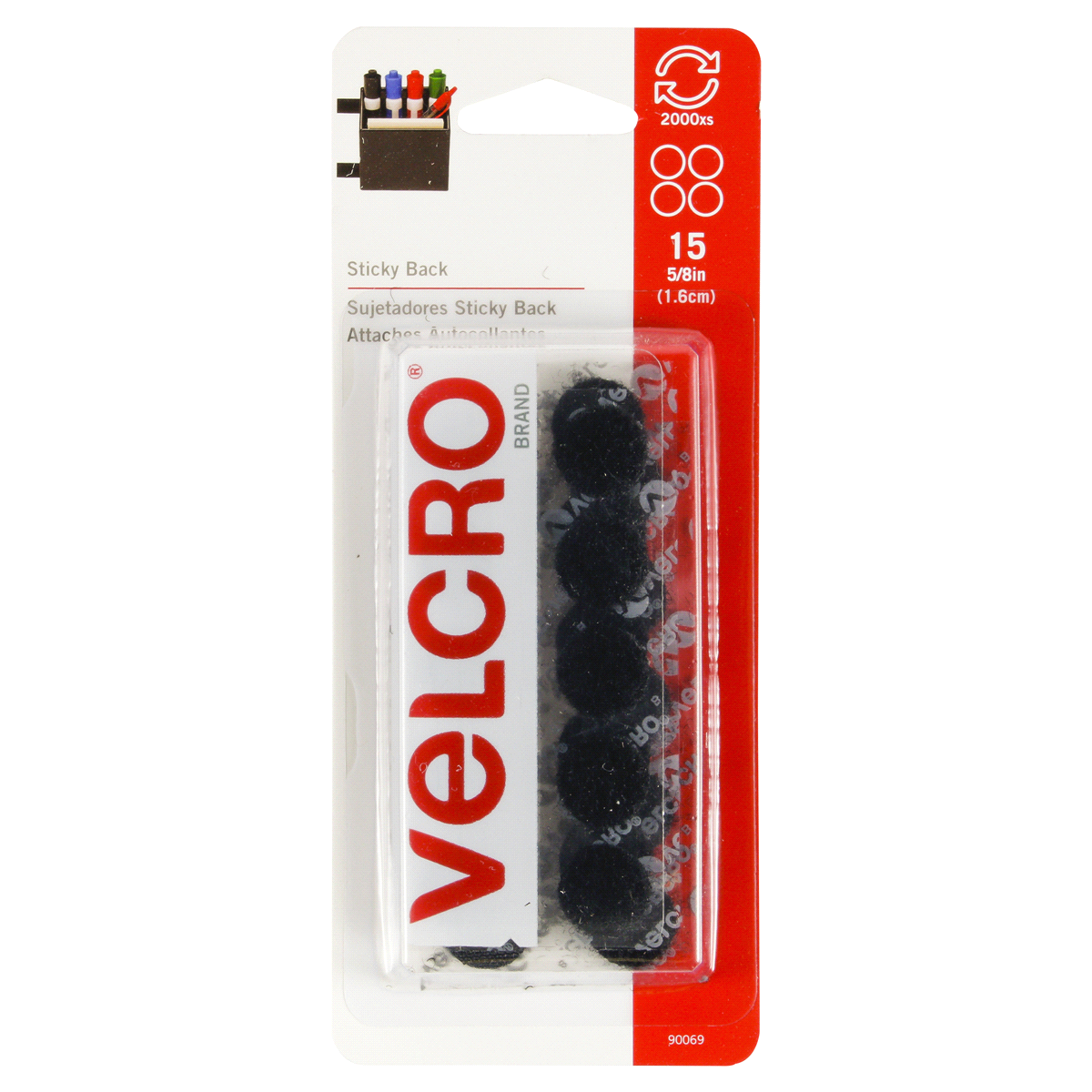 slide 1 of 5, VELCRO Brand Sticky Back Coins Black, 15 ct