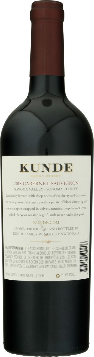 slide 5 of 10, Kunde Estate Kunde Family Winery Cabernet Sauvignon, Sonoma Valley, 750 ml