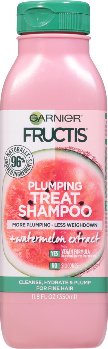 slide 7 of 11, Garnier Plumping + Watermelon Extract Treat Shampoo 11.8 fl oz, 11.8 fl oz