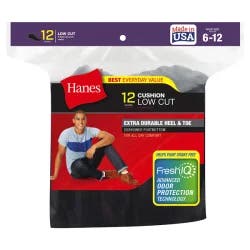 Hanes Men's Low Cut Socks Black, 8-12
