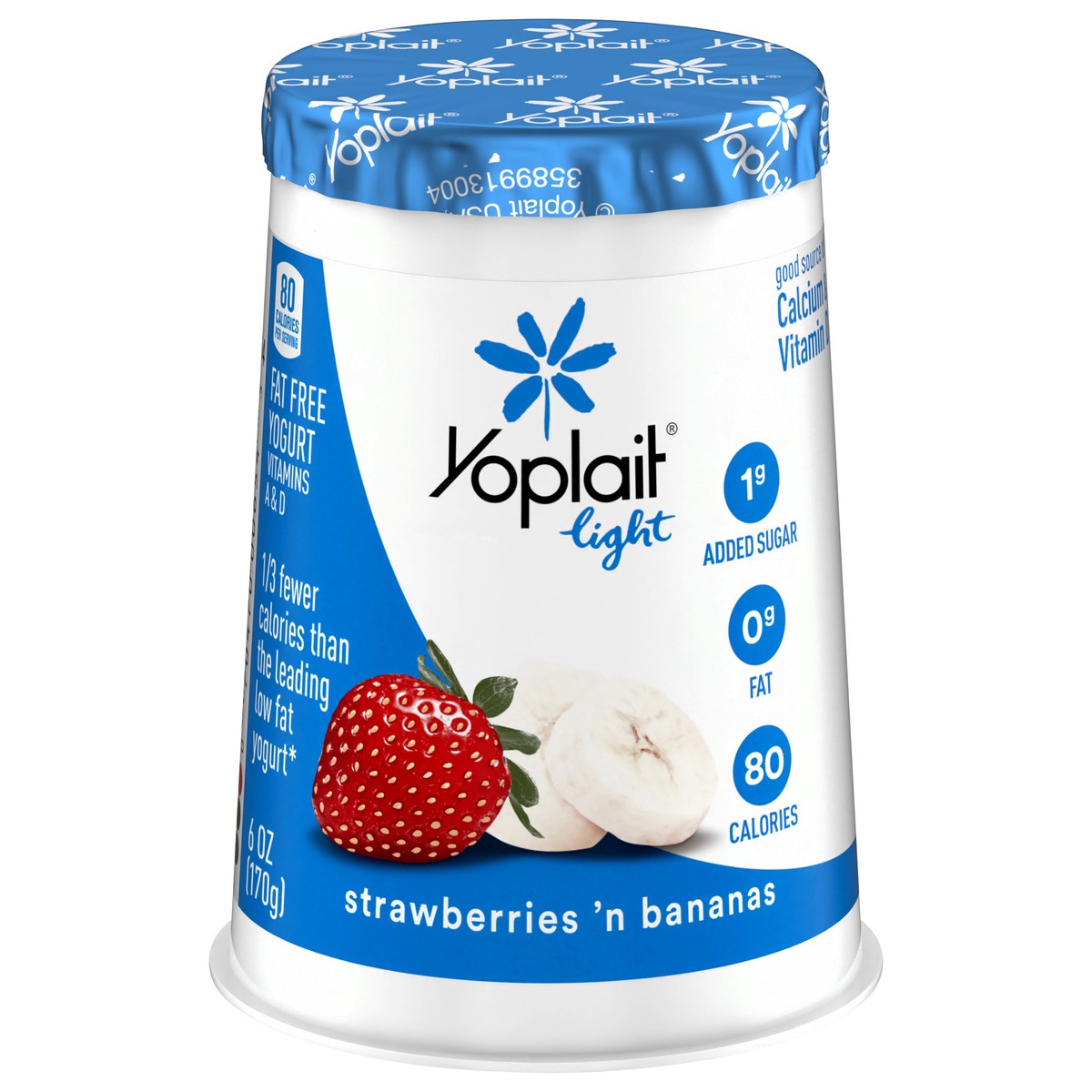 slide 1 of 9, Yoplait Light Strawberries & Bananas Fat Free Yogurt, 6 OZ Yogurt Cup, 6 oz