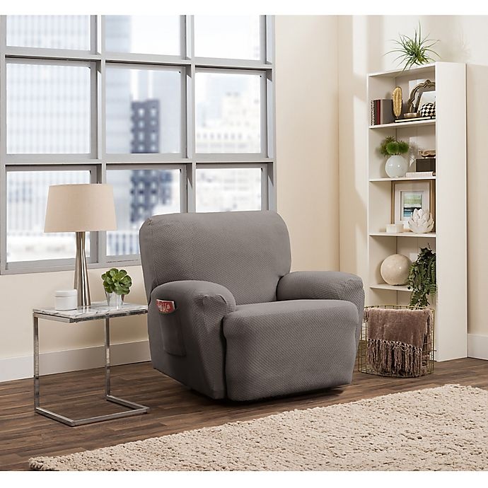 slide 1 of 6, Smart Fit Tinsley Stretch Recliner Slipcover - Grey, 4 ct