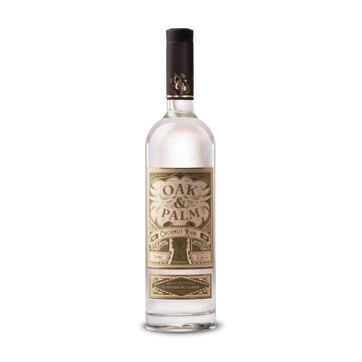 slide 1 of 1, Oak & Palm Coconut Rum Bottle, 750 ml