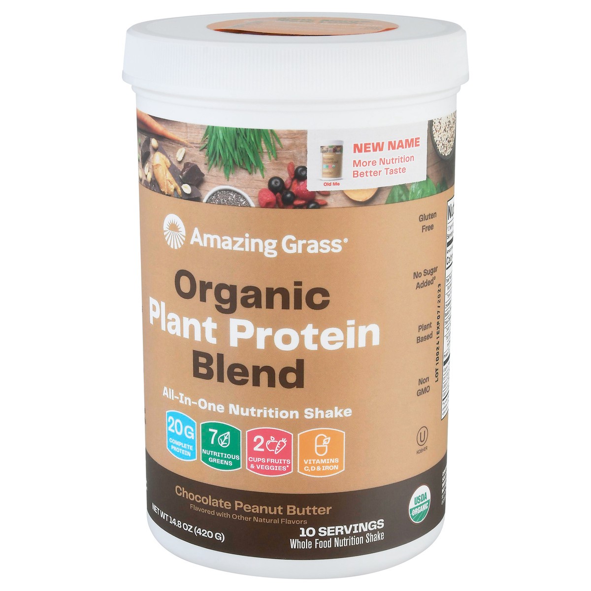 slide 6 of 9, Amazing Grass Organic Plant Protein blend Chocolate Peanut Butter All-In-One Nutrition Shake 14.8 oz, 1 ct