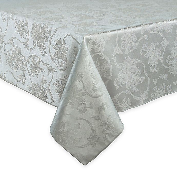 slide 1 of 5, Winter Wonderland Christmas Ribbons Oblong Tablecloth - Platinum, 52 in x 70 in