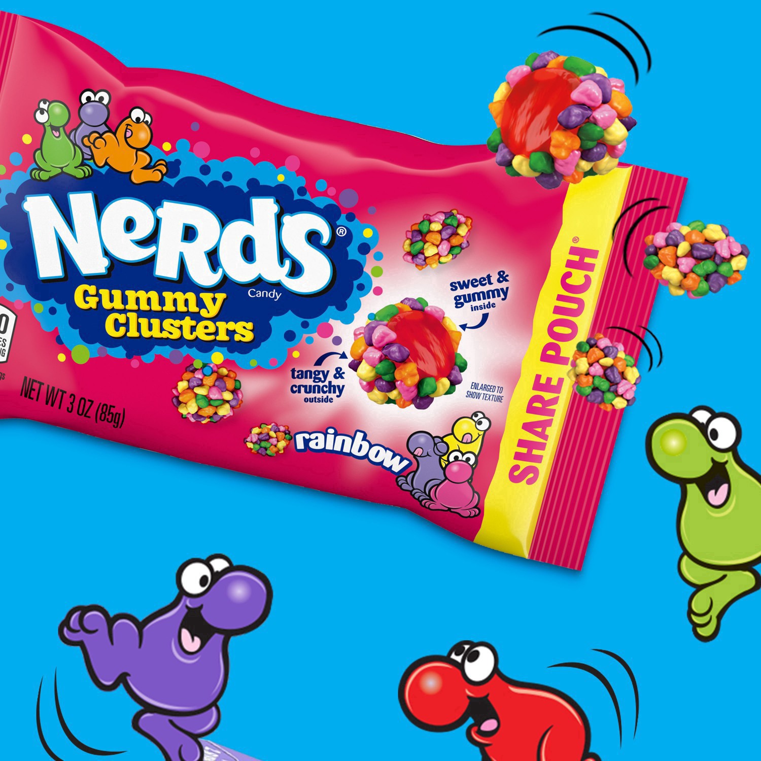 slide 26 of 56, Nerds Share Pouch Gummy Clusters Rainbow Candy 3 oz, 3 oz