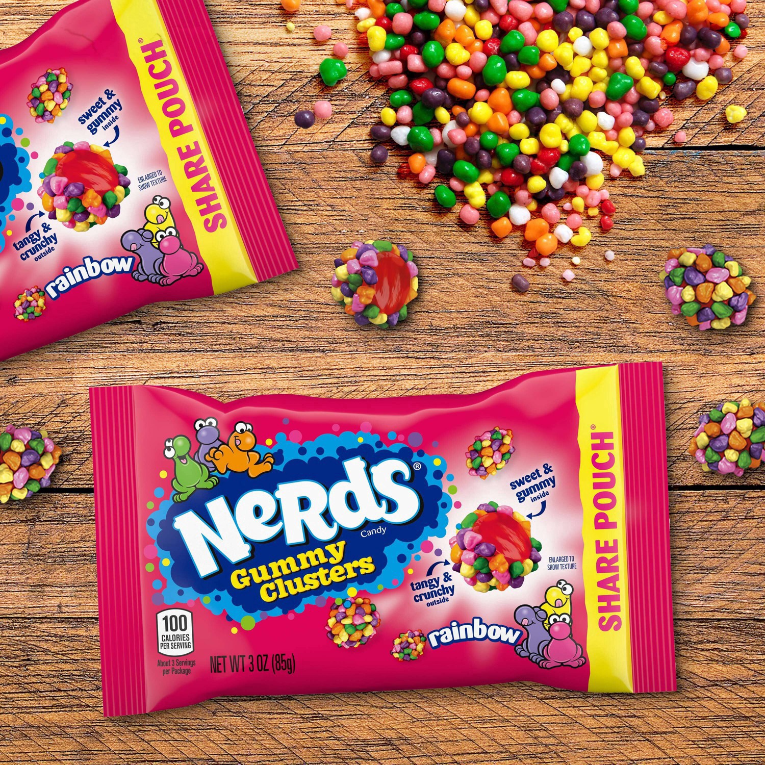 slide 37 of 56, Nerds Share Pouch Gummy Clusters Rainbow Candy 3 oz, 3 oz