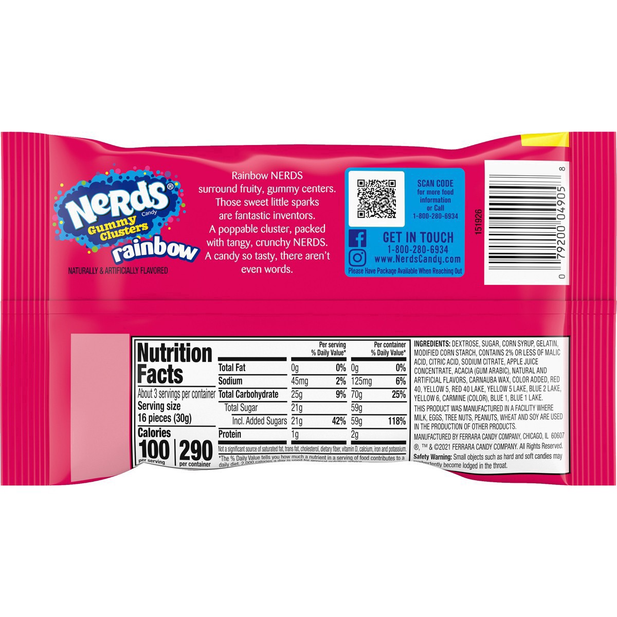 slide 18 of 56, Nerds Share Pouch Gummy Clusters Rainbow Candy 3 oz, 3 oz