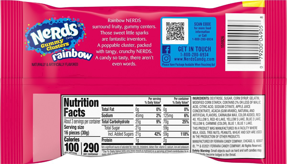 slide 41 of 56, Nerds Share Pouch Gummy Clusters Rainbow Candy 3 oz, 3 oz