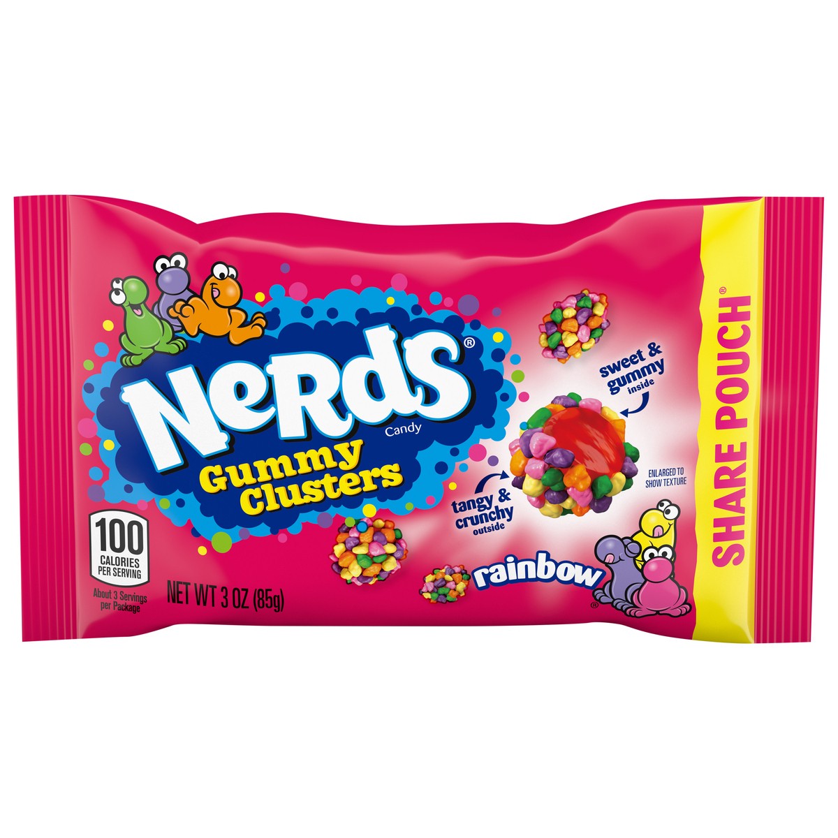 slide 1 of 56, Nerds Share Pouch Gummy Clusters Rainbow Candy 3 oz, 3 oz