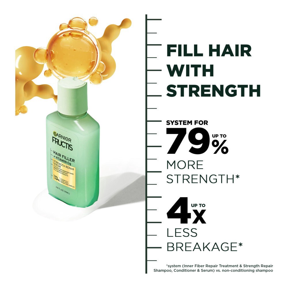slide 2 of 6, Garnier Hair Filler Strength Repair Serum, 3.75 fl oz