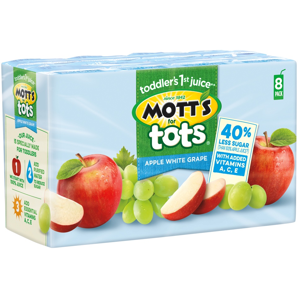 slide 1 of 1, Mott's for Tots Apple White Grape Juice, 8 ct; 54 oz