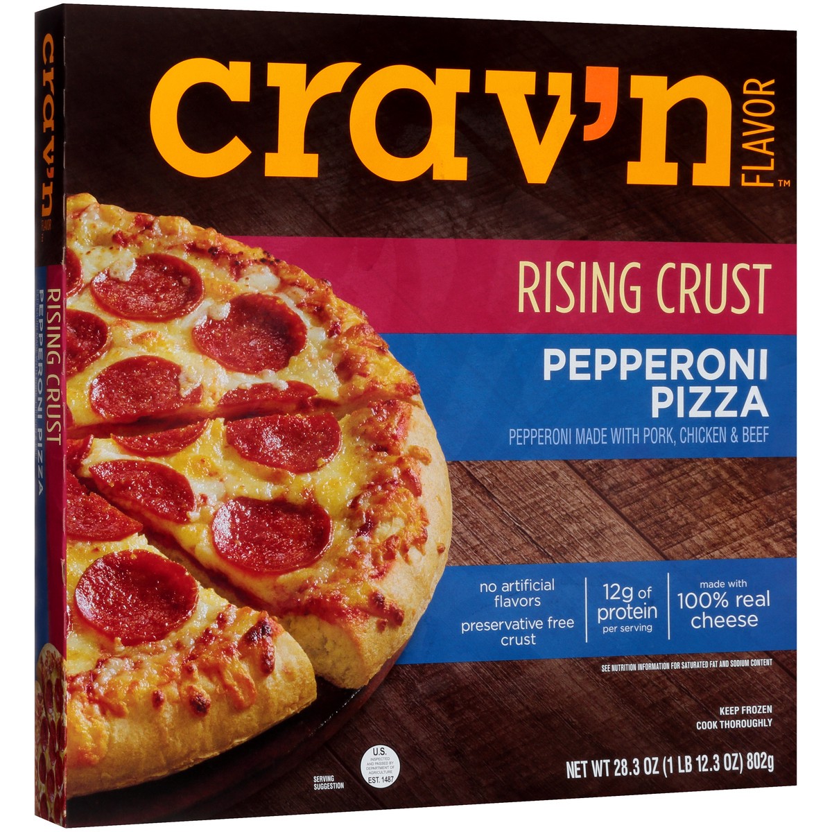 slide 6 of 10, Crav'n Flavor Pepperoni Rising Crust Pizza, 28.3 oz