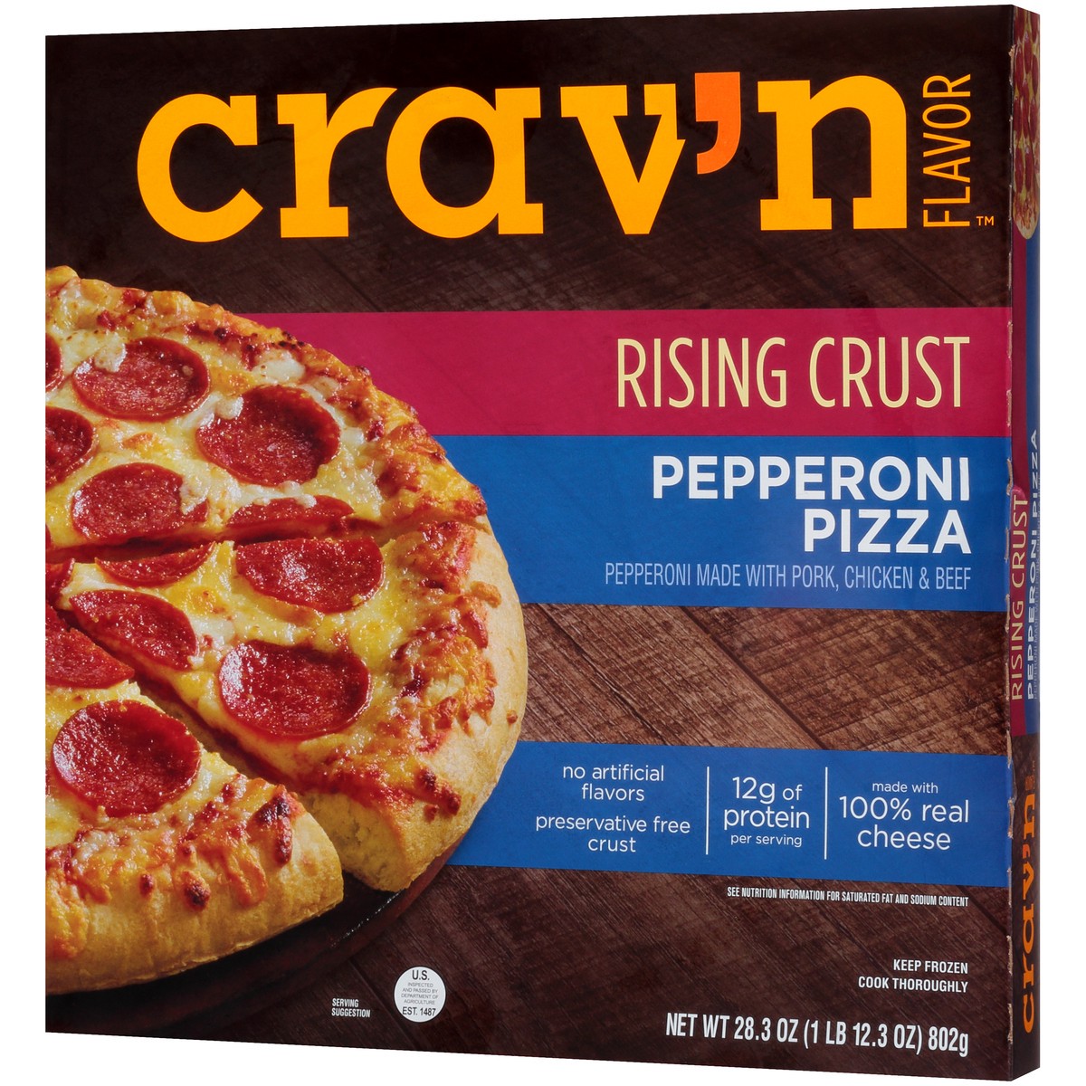 slide 2 of 10, Crav'n Flavor Pepperoni Rising Crust Pizza, 28.3 oz