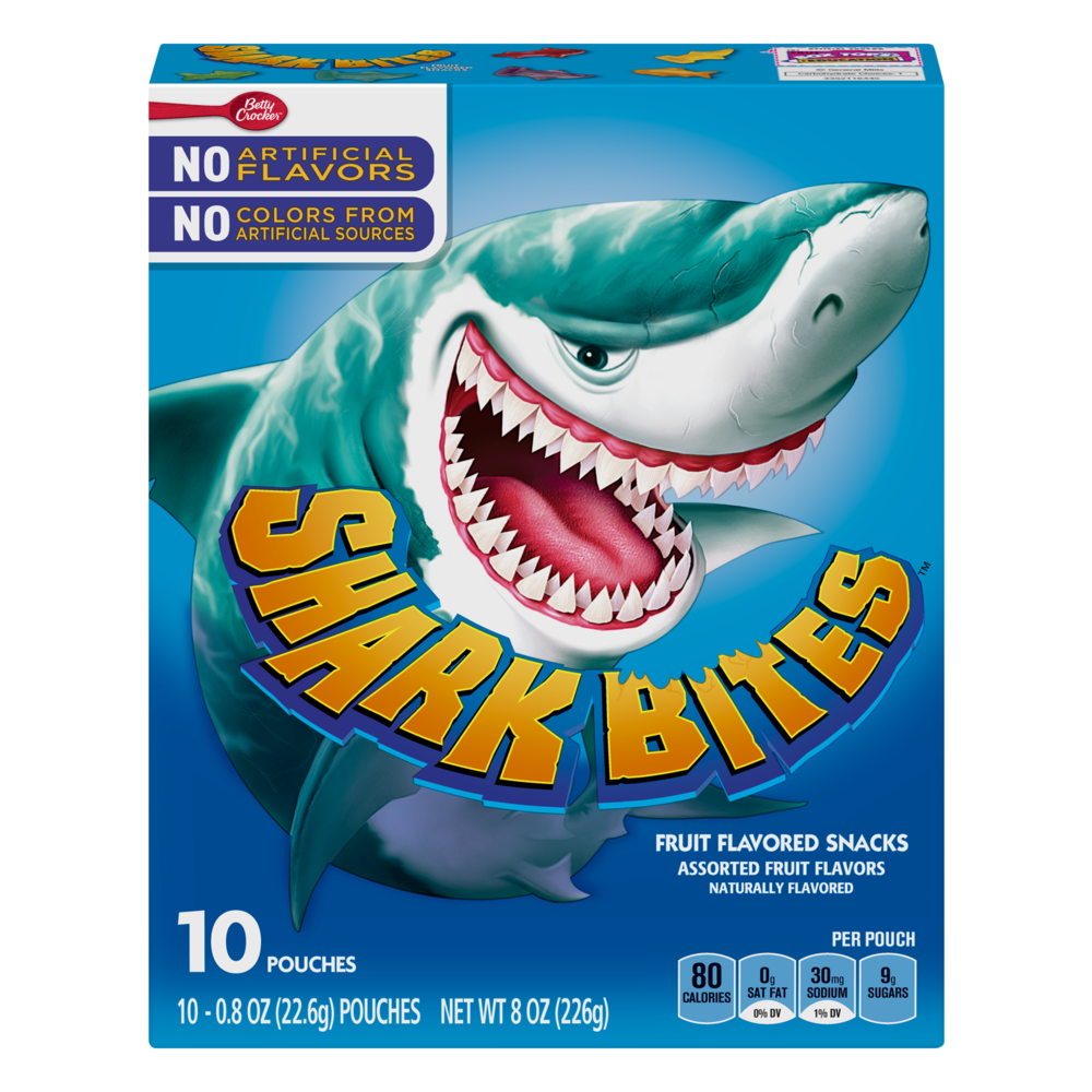 slide 1 of 1, Betty Crocker Shark Bites Fruit Flavored Snacks Assorted Flavors, 10 ct