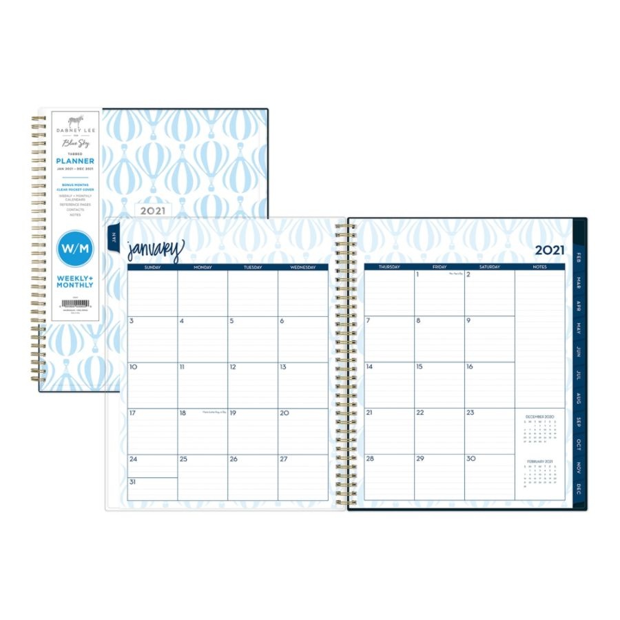 slide 2 of 4, Blue Sky Dabney Lee Weekly/Monthly Planner, 8-1/2'' X 11'', In The Clouds, January To December 2021, 122338, 1 ct