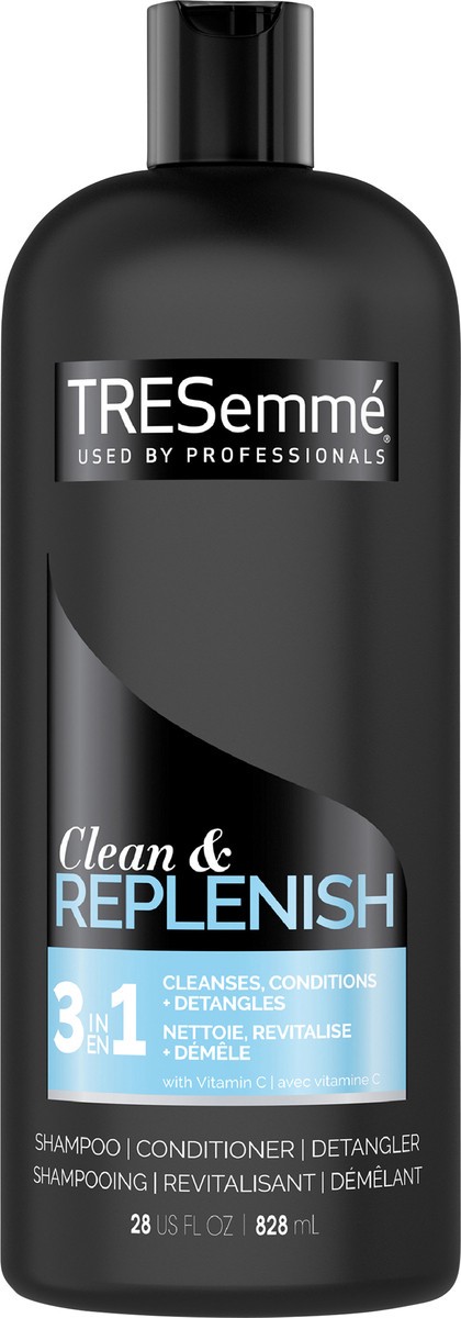 slide 2 of 3, TRESemmé Tresemme Clean & Replenish 2-in-1 Shampoo + Conditioner, 28 fl oz