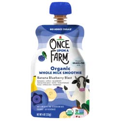 Once Upon A Farm Banana Blueberry Blast Organic Whole Milk Smoothie Pouch