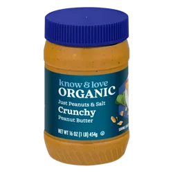 Know & Love Organic Crunchy Stir Peanut Butter 16 Ounces