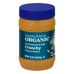 Know & Love Organic Crunchy Stir Peanut Butter 16 Ounces