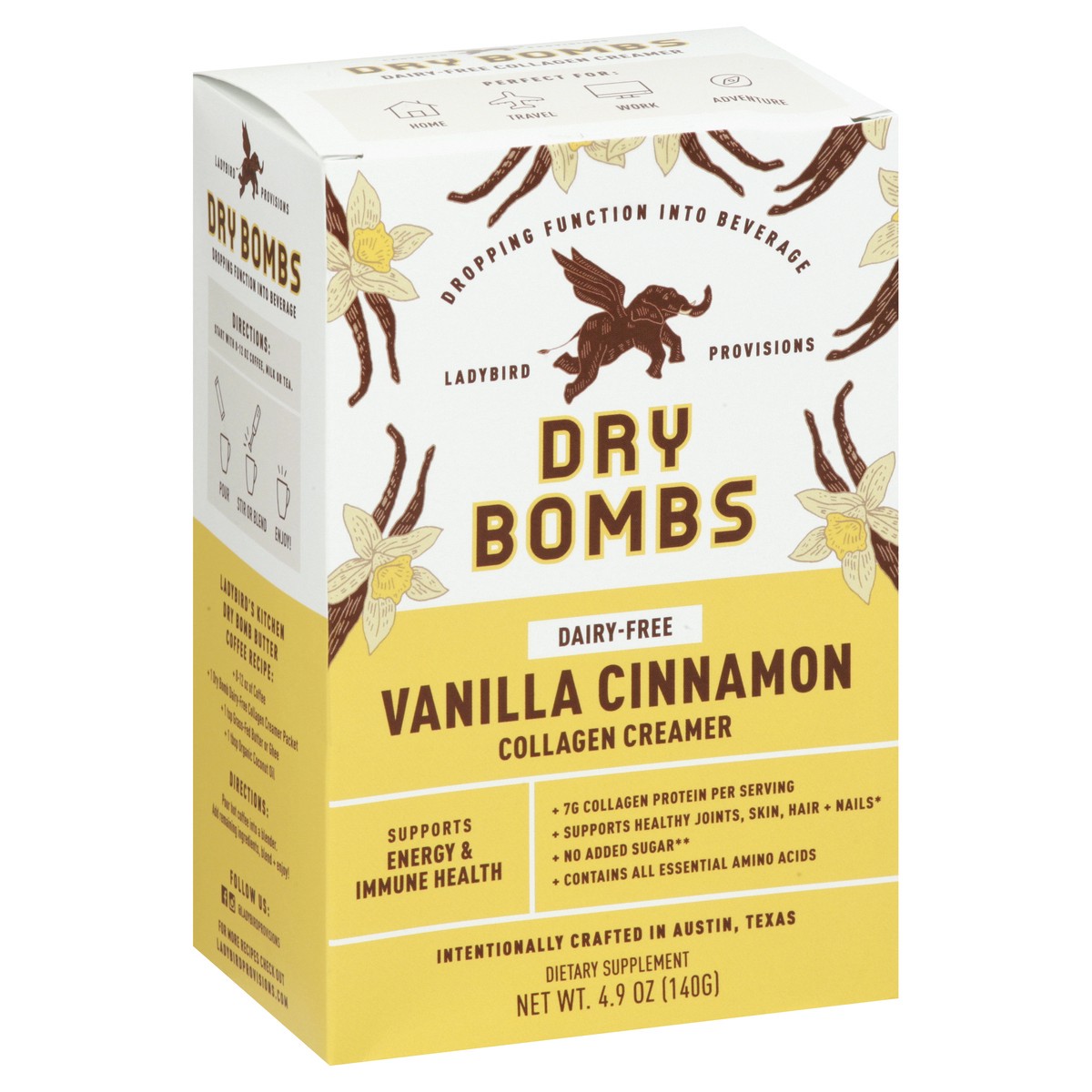 slide 2 of 9, Ladybird Provisions Dry Bombs Vanilla Cinnamon Collagen Creamer 4.9 oz, 4.9 oz