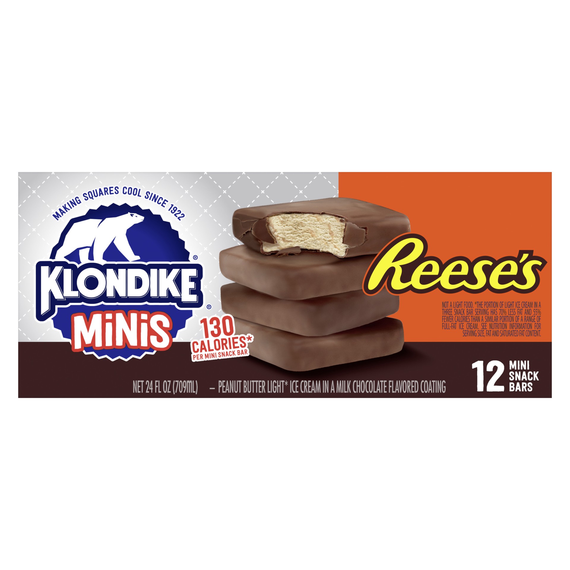 slide 1 of 4, Klondike Frozen Dairy Dessert Bars Reese's Minis, 2 fl oz, 12 Count, 12 ct