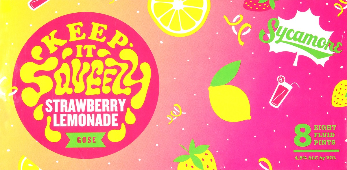 slide 8 of 11, Sycamore Strawberry Lemonade Gose 8 Pack 16 oz, 128 oz