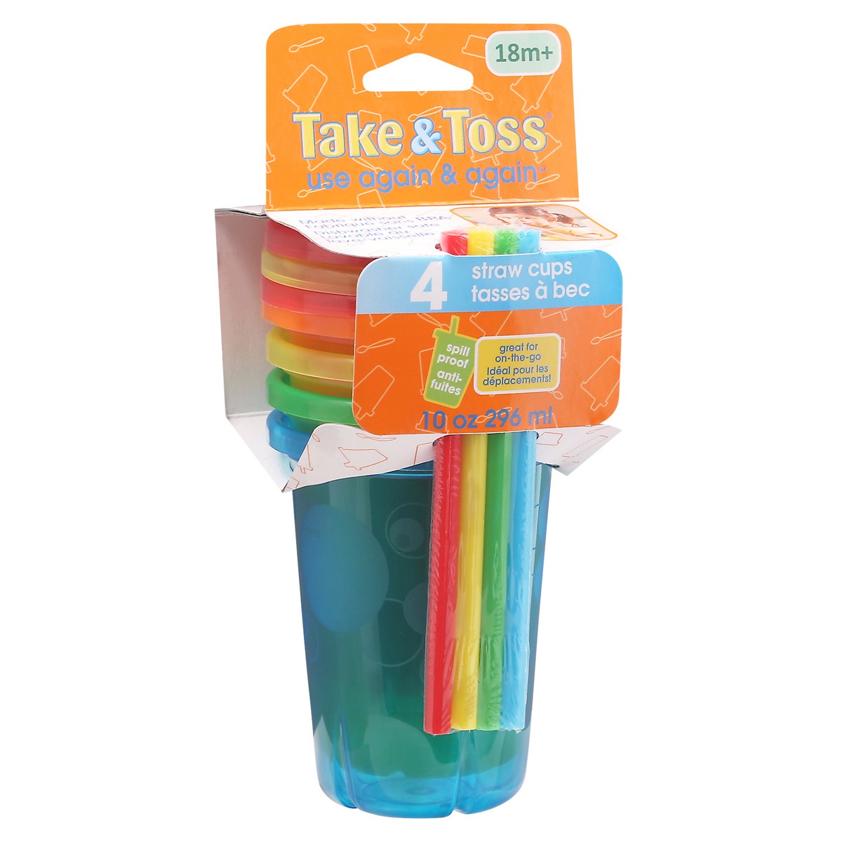 slide 2 of 9, Take & Toss 18M+ 10 Ounce Straw Cups 4 ea, 4 ct