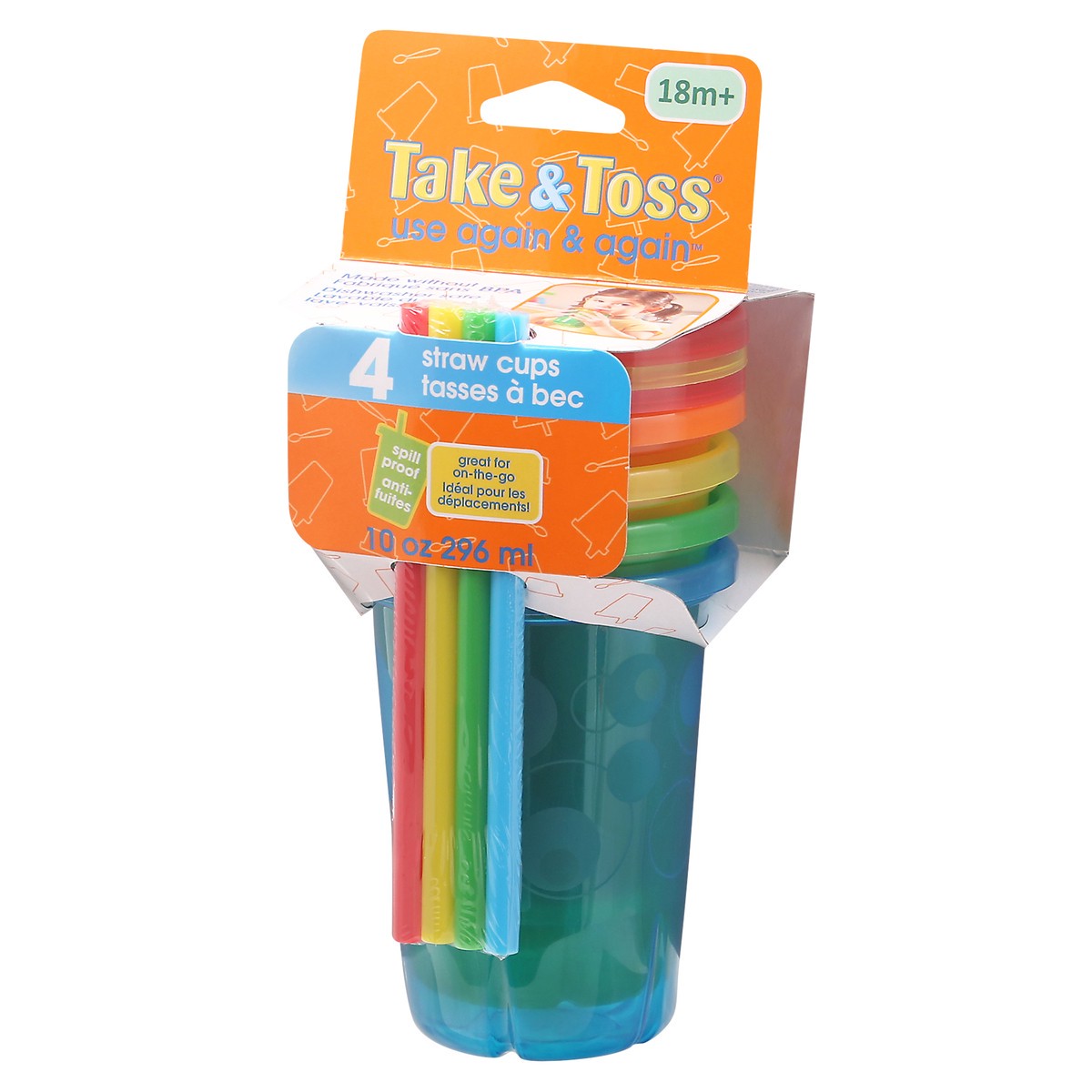 slide 5 of 9, Take & Toss 18M+ 10 Ounce Straw Cups 4 ea, 4 ct