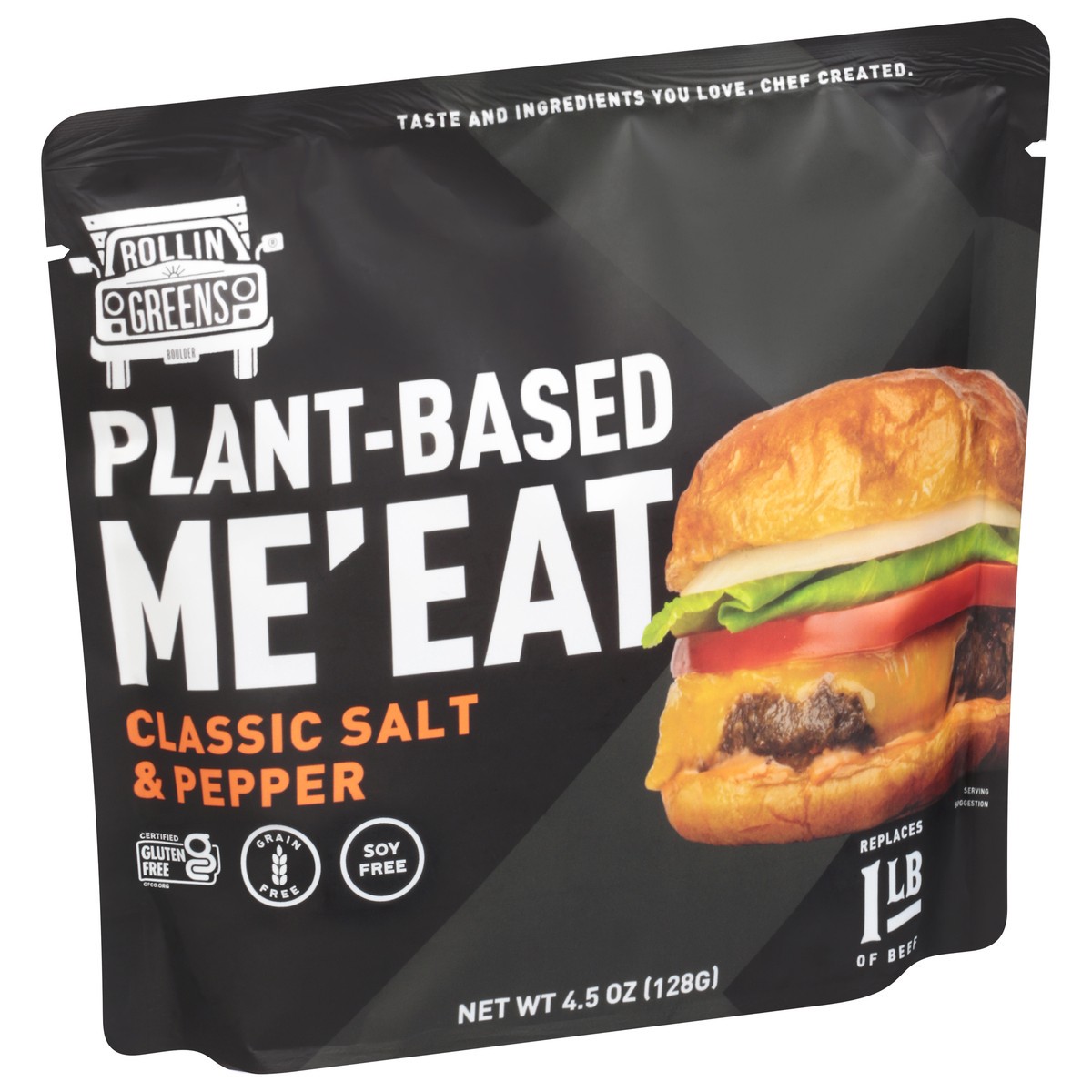 slide 12 of 12, RollinGreens Plant-Based Classic Salt & Pepper Me'eat 4.5 oz, 4.5 oz