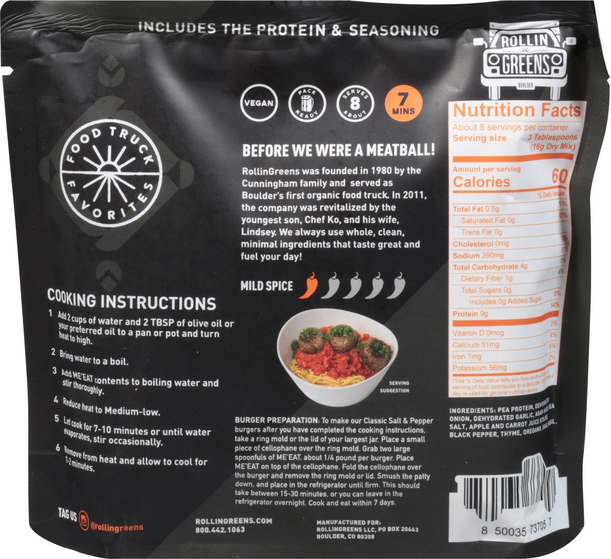 slide 3 of 12, RollinGreens Plant-Based Classic Salt & Pepper Me'eat 4.5 oz, 4.5 oz