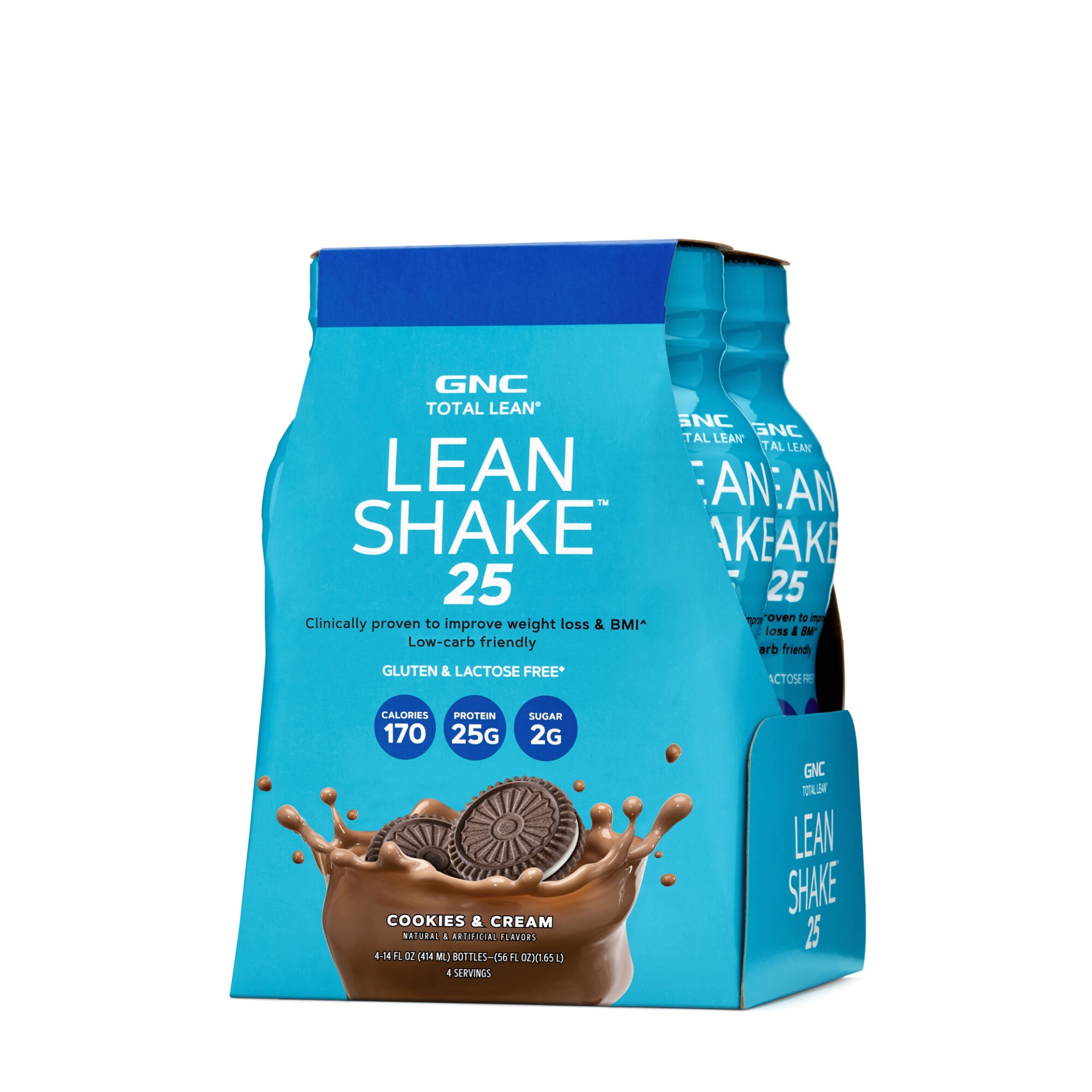 slide 1 of 1, GNC Total Lean Lean Shake - Cookies and Cream, 4 ct