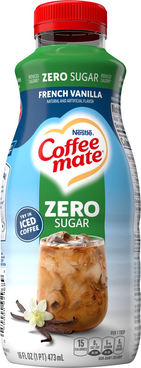 slide 7 of 11, Coffee mate French Vanilla Zero Sugar Liquid Coffee Creamer, 16 oz