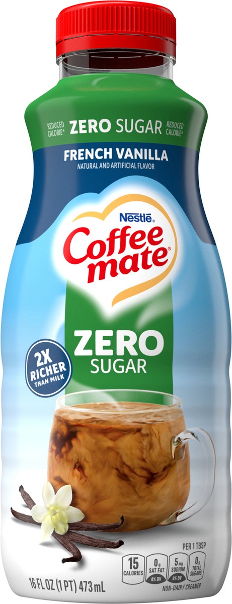 slide 11 of 11, Coffee mate French Vanilla Zero Sugar Liquid Coffee Creamer, 16 oz