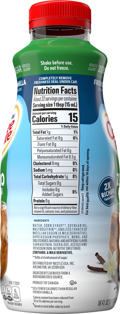 slide 10 of 11, Coffee mate French Vanilla Zero Sugar Liquid Coffee Creamer, 16 oz