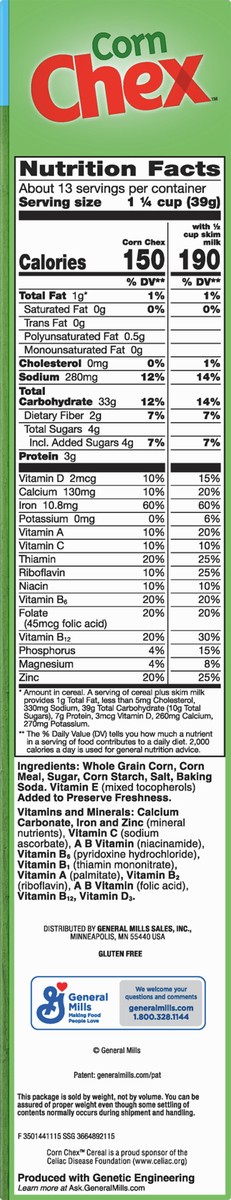 slide 3 of 13, Chex Family Size Gluten Free Corn Cereal 18 oz, 18 oz