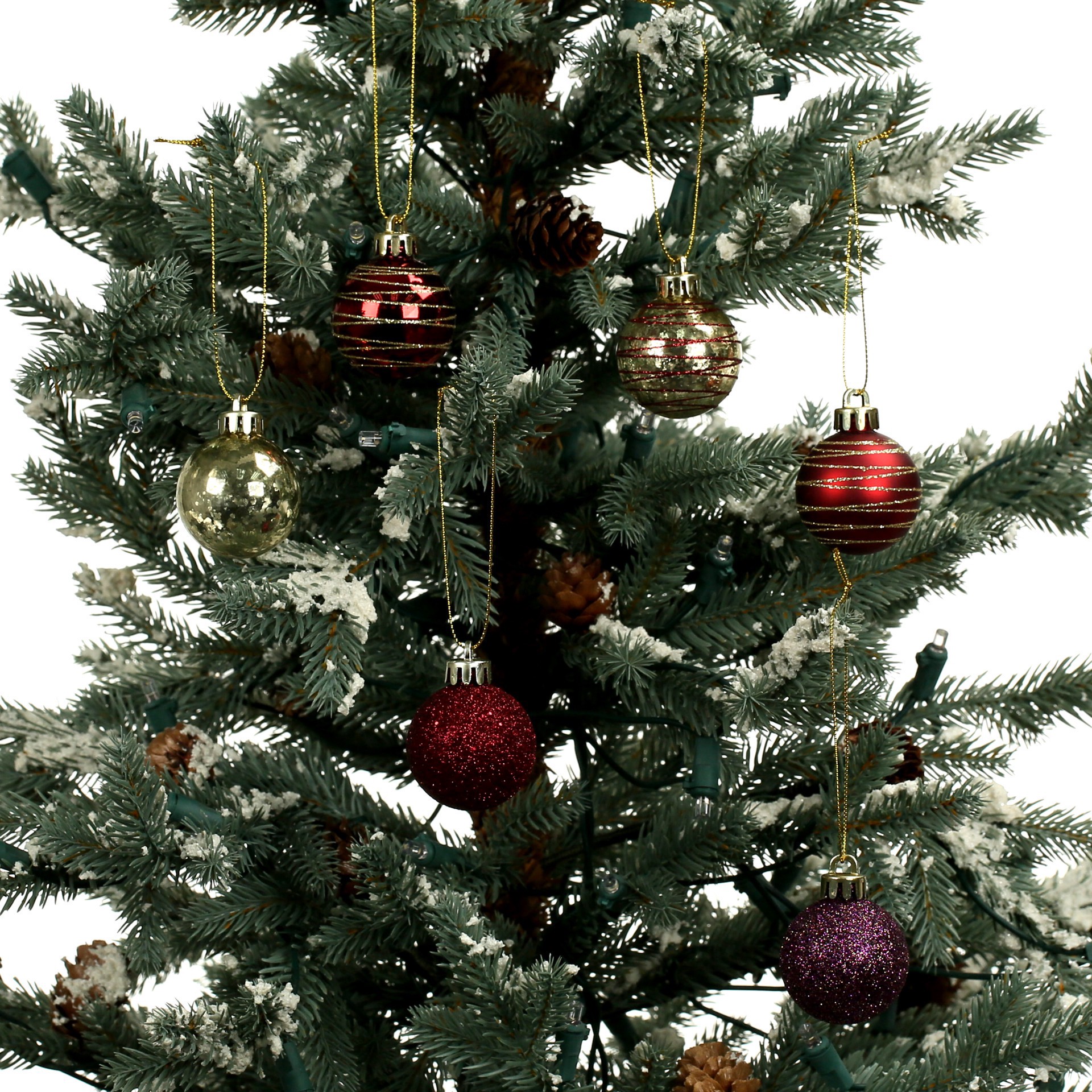 slide 3 of 3, 7 Pack 1.5" Burgundy, Red & Gold Shatterproof Ball Ornaments By Ashland, 7 ct