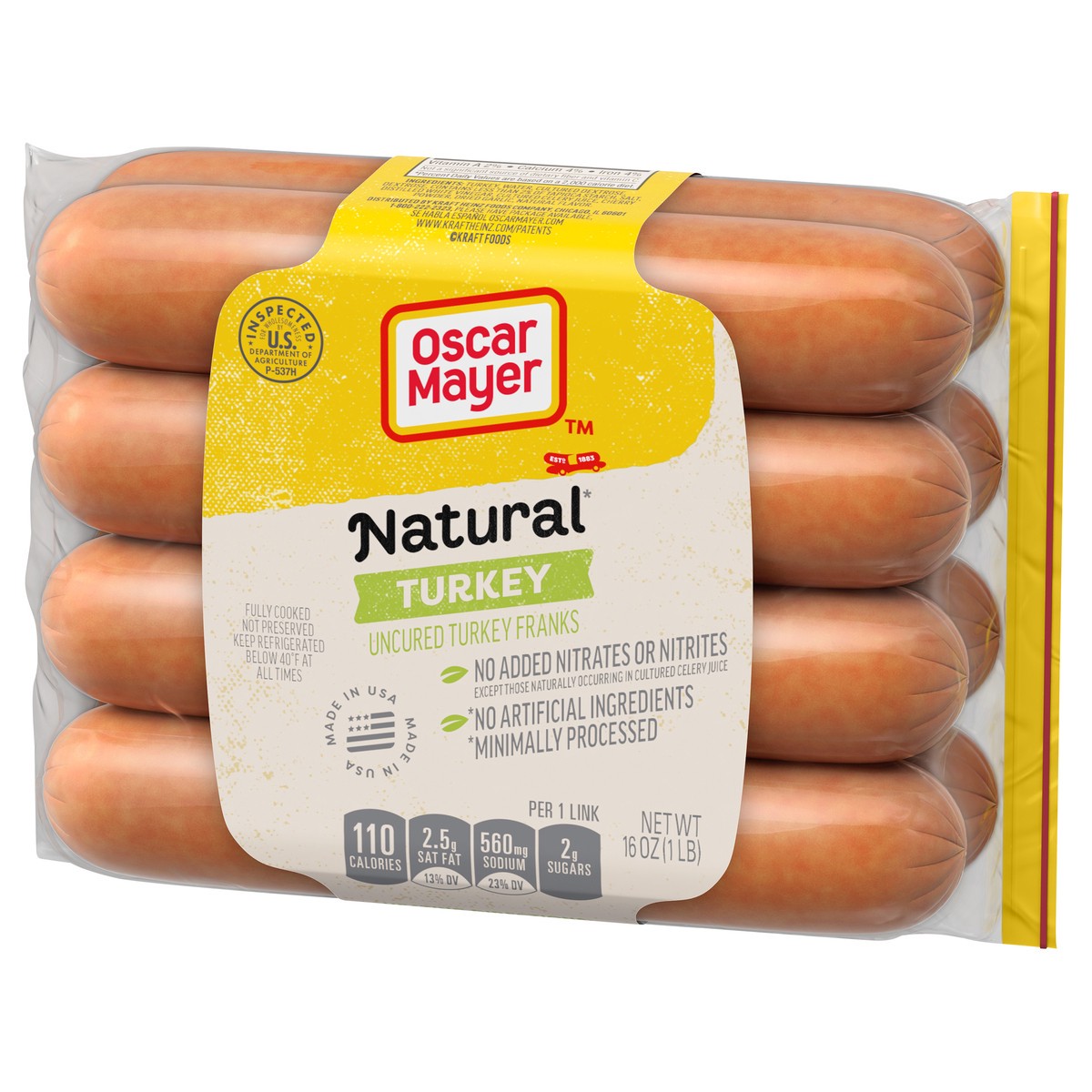 slide 2 of 9, Oscar Mayer Natural Uncured Turkey Franks Hot Dogs, 8 ct. Pack, 8 ct; 16 oz
