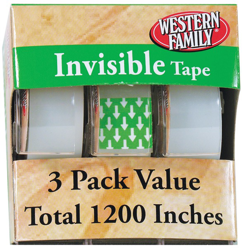 slide 1 of 1, Western Family Tape Invisible 3X400In, 3 ct