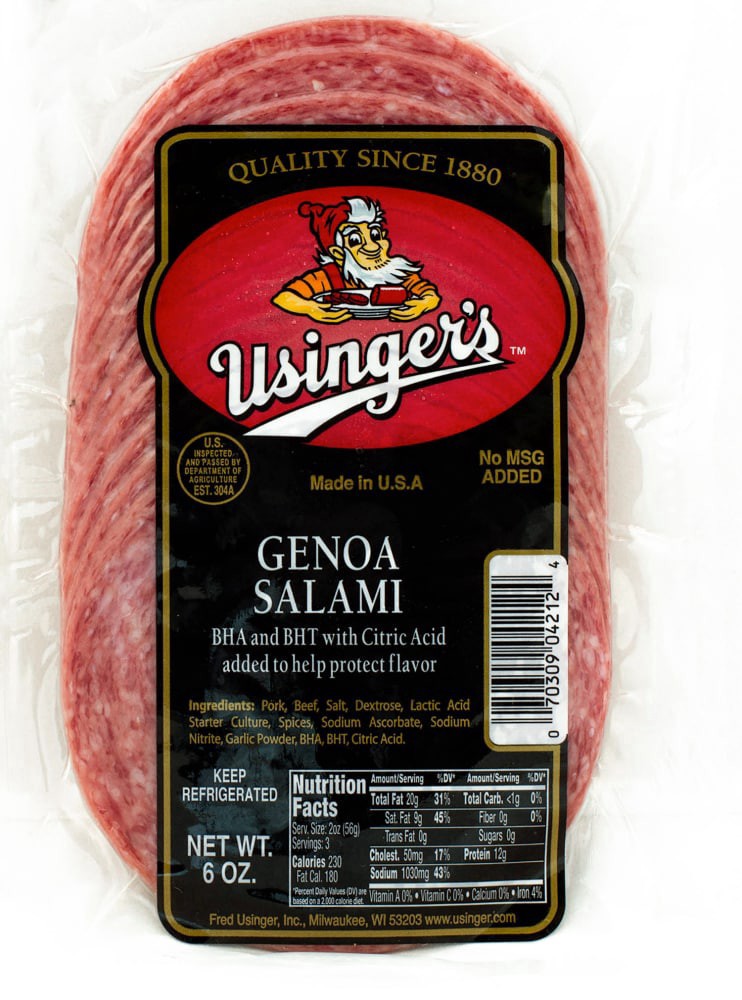 slide 1 of 1, Usingers Sliced Genoa Salami, 6 Oz, 6 oz