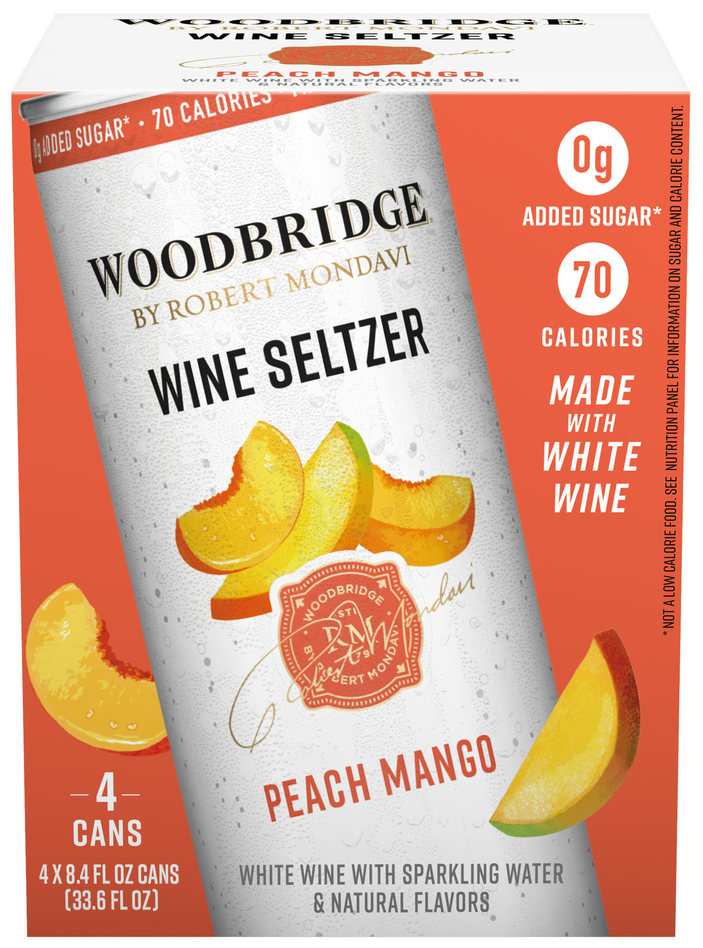 slide 1 of 5, Woodbridge by Robert Mondavi Woodbridge Wine Seltzer Peach Mango 4 Pk, 33.6 fl oz